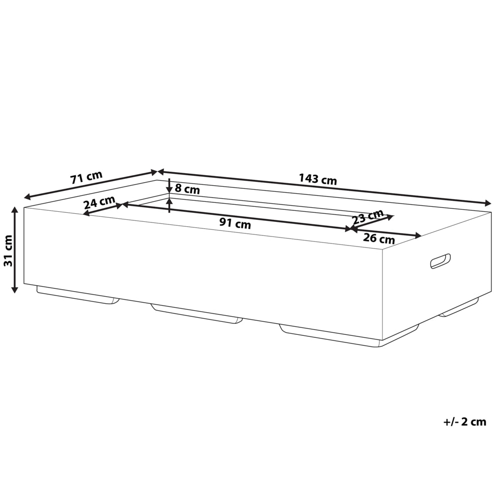 Stufa da esterno a propano grigio 143 x 71 cm con braciere rettangolare