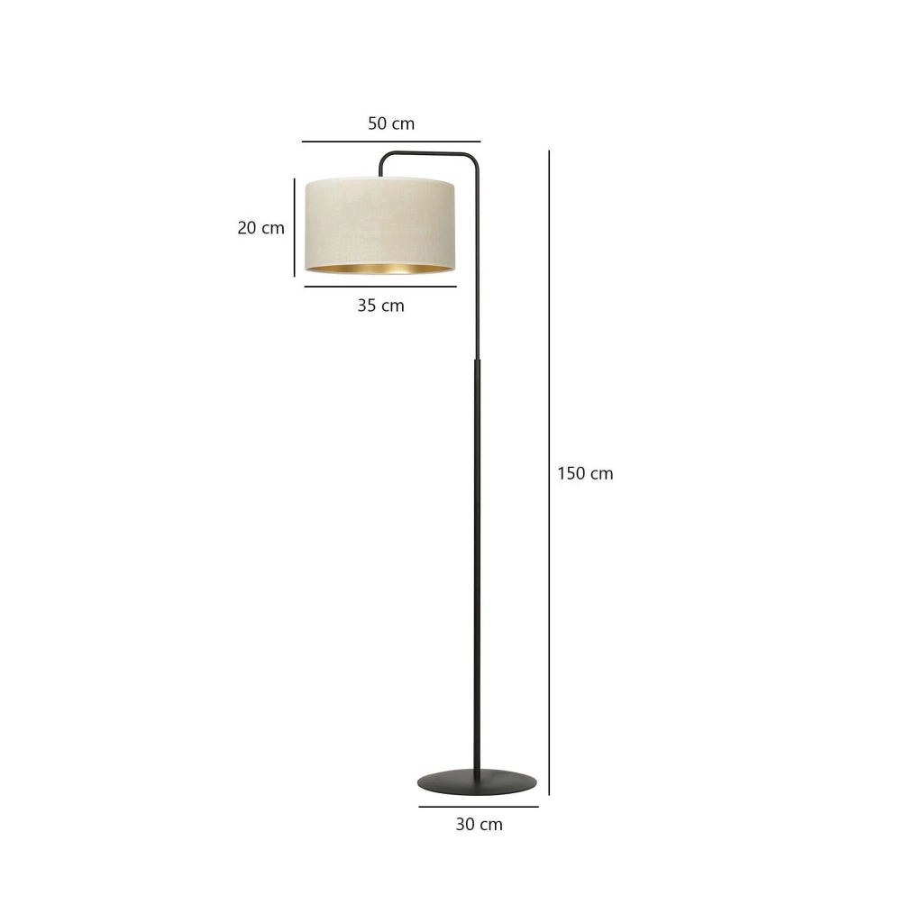 Lampada da terra Emibig Hilde nera/beige oro E27 150cm