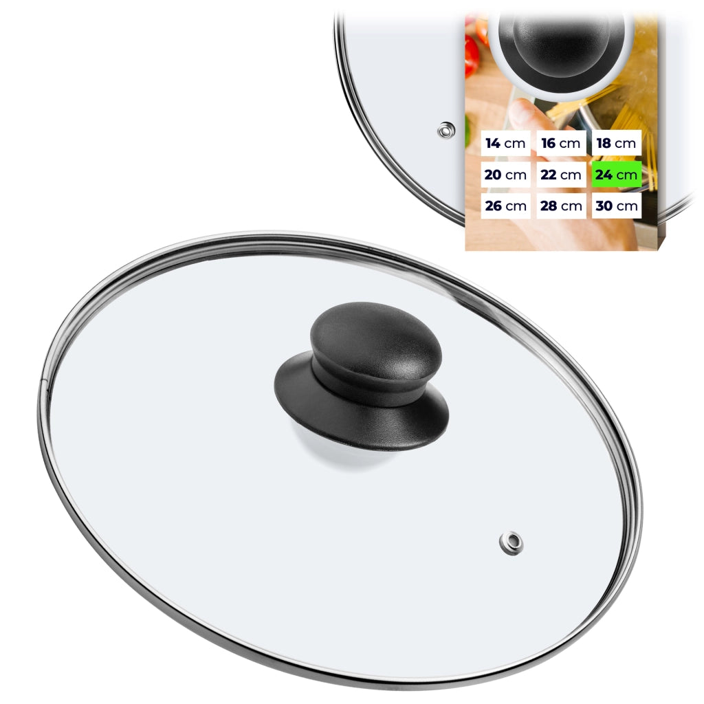 Set di coperchi in vetro KADAX da 24+28 cm, resistenti al calore, per pentole e padelle.