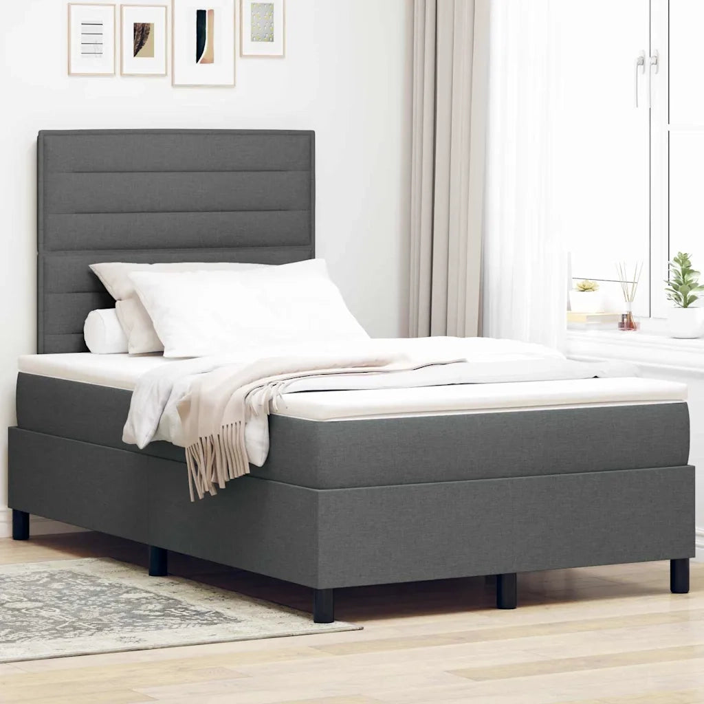 Letto a molle con materasso Grigio scuro 120 x 190 cm Tessuto