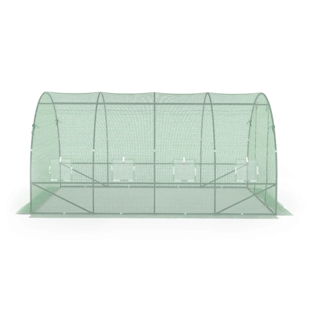 IDMarket - Telone di ricambio per serra da giardino a tunnel da 12 m², 4 x 3 x 2 m, anti-UV, con porta e finestre, modello ZEBRA verde