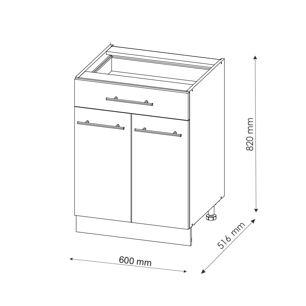 Vicco Cassettiera da bagno Rosso bordeaux lucido 60 x 82 cm con cassetto, senza piano di lavoro