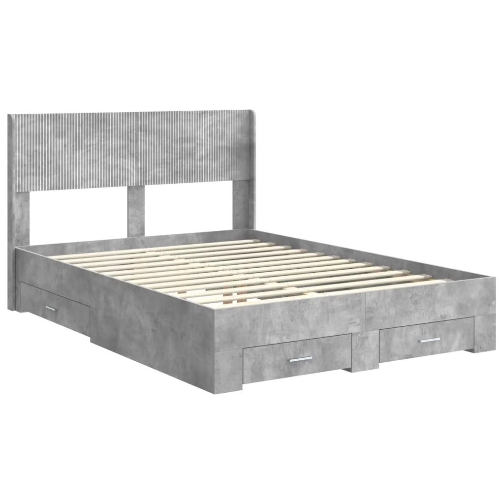 Struttura del letto con stoccaggio e testata Grigio Cemento 3414462