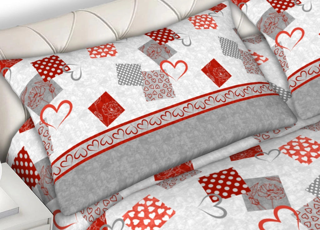Completo Lenzuola 100% Cotone Made Italy Disegno Style C.N - Piazza e Mezza - Grigio