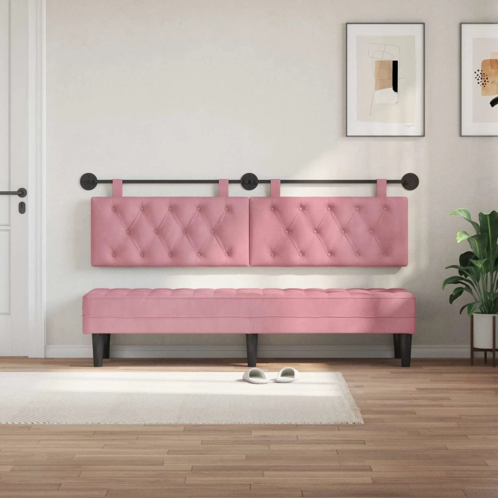 Testiera | Testata sospesa Con luce LED Rosa Velluto