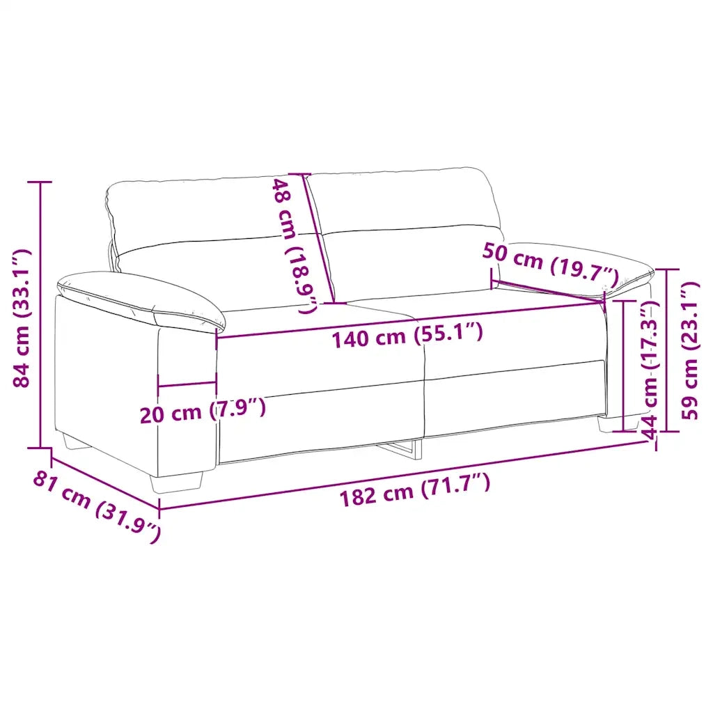 Divano a 2 posti Cappuccino 180x81x84 cm in similpelle 4105342