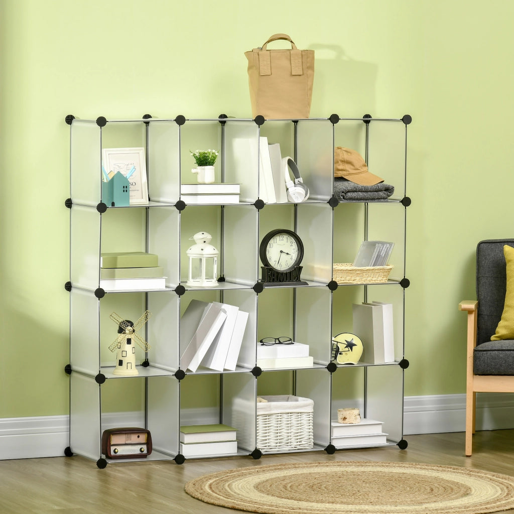 Sistema scaffali modulare con 16 cubi ¨C Minimal ¨C Nero e bianco 80x30x24 cm