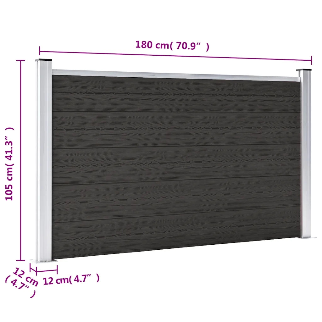 Pannello di Recinzione in WPC 180x105 cm Nero 148975