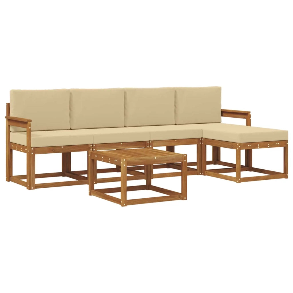 Set di divani da esterno con cuscino 6 pcs Naturale e Beige 3366281