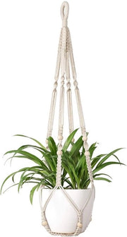 Pendente per piante in macramé - decorazione boho - corda di cotone - 89 cm