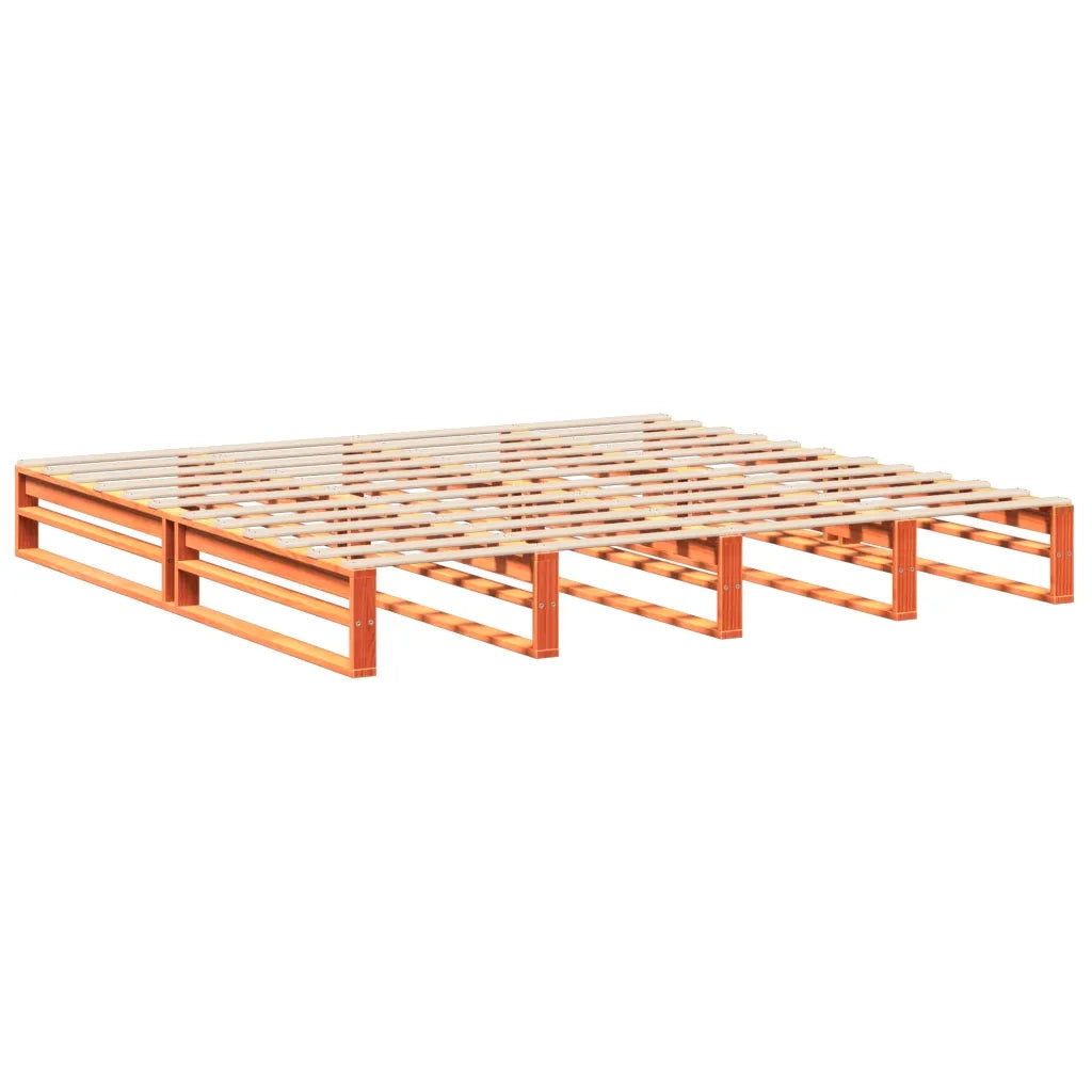 Giroletto con Testiera Marrone Cera 200x200 cm Massello Pino 3306509