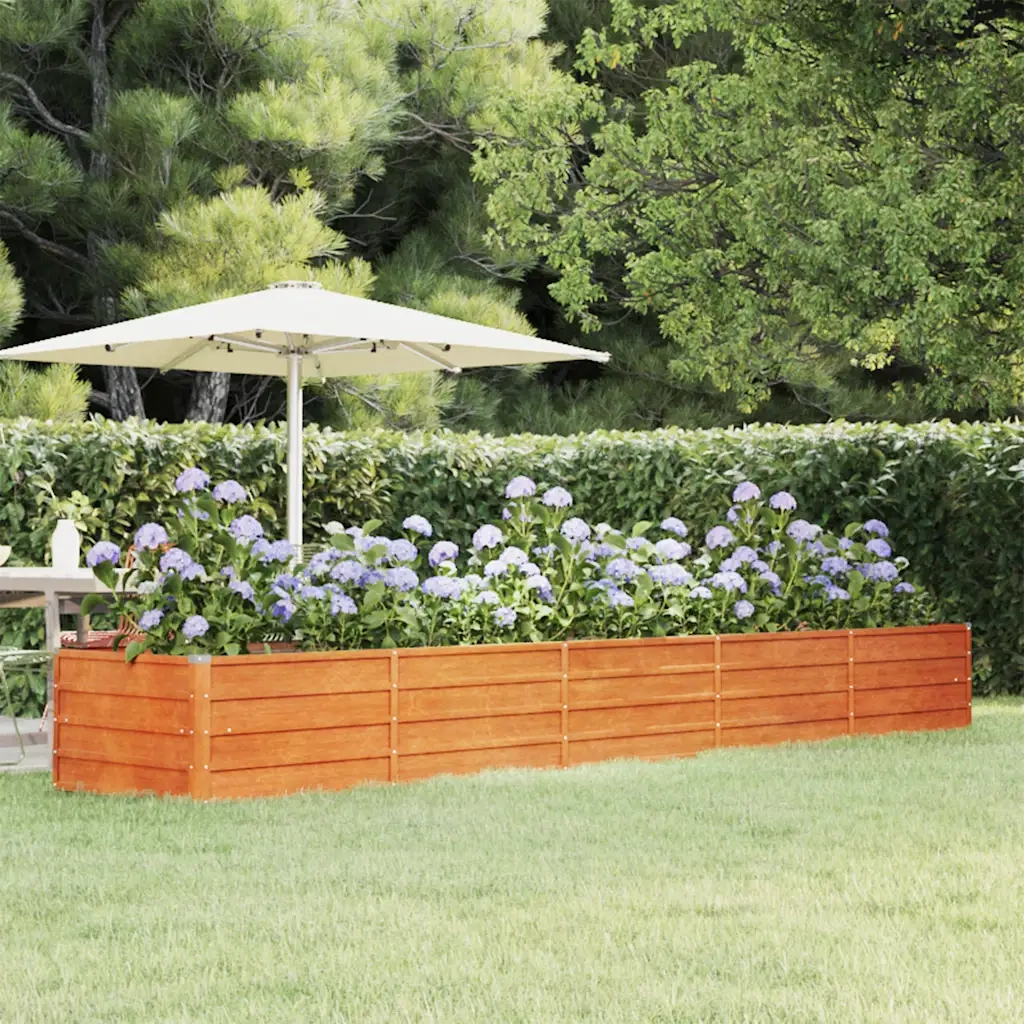 Letto Rialzato da Giardino Ruggine 400x80x45 cm Acciaio Corten 151964