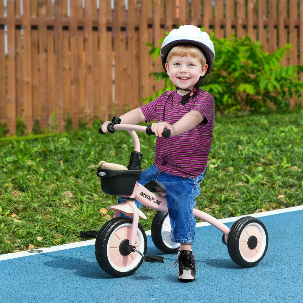 Triciclo Bambini con Sonnette e Panier Selle Regolabile con Dossier ¨C Zephmum ¨C Rosa