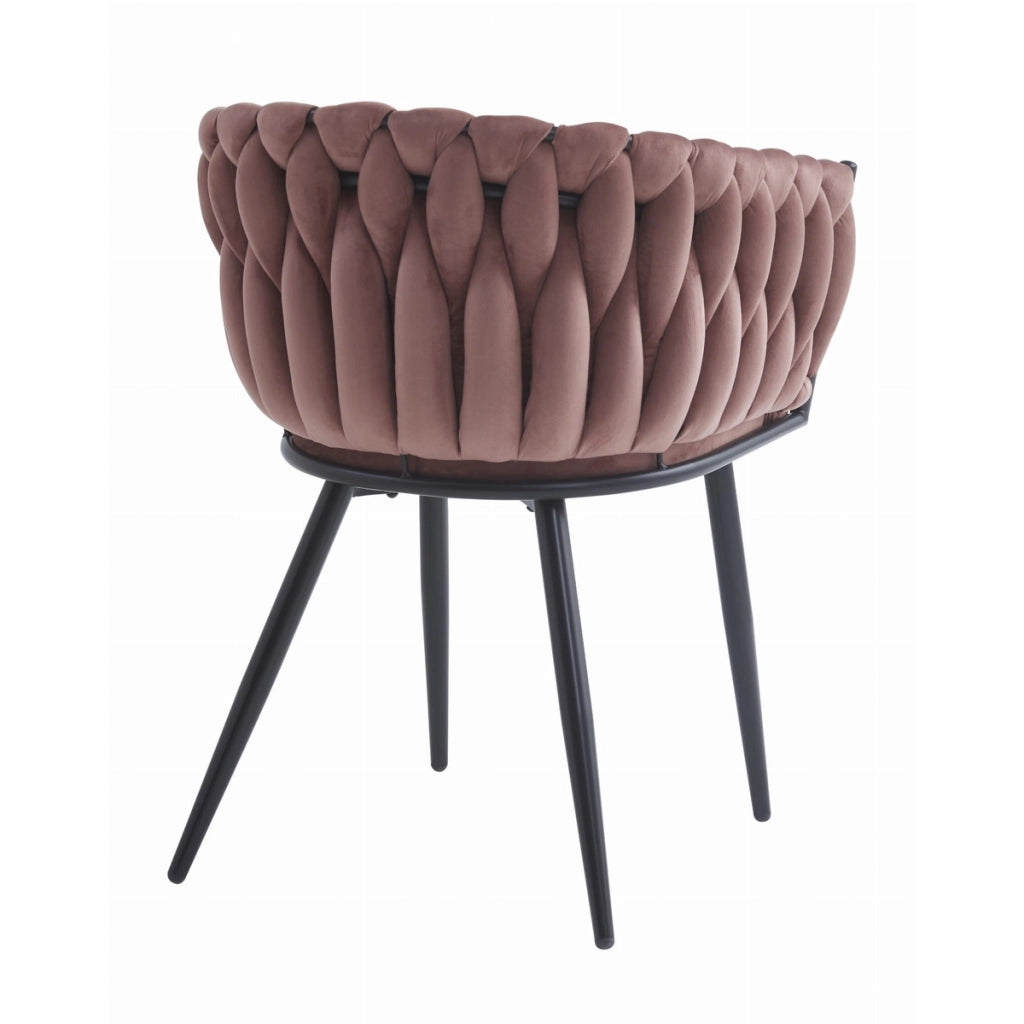 Poltroncina Orion in velluto rosa antico e gambe nere