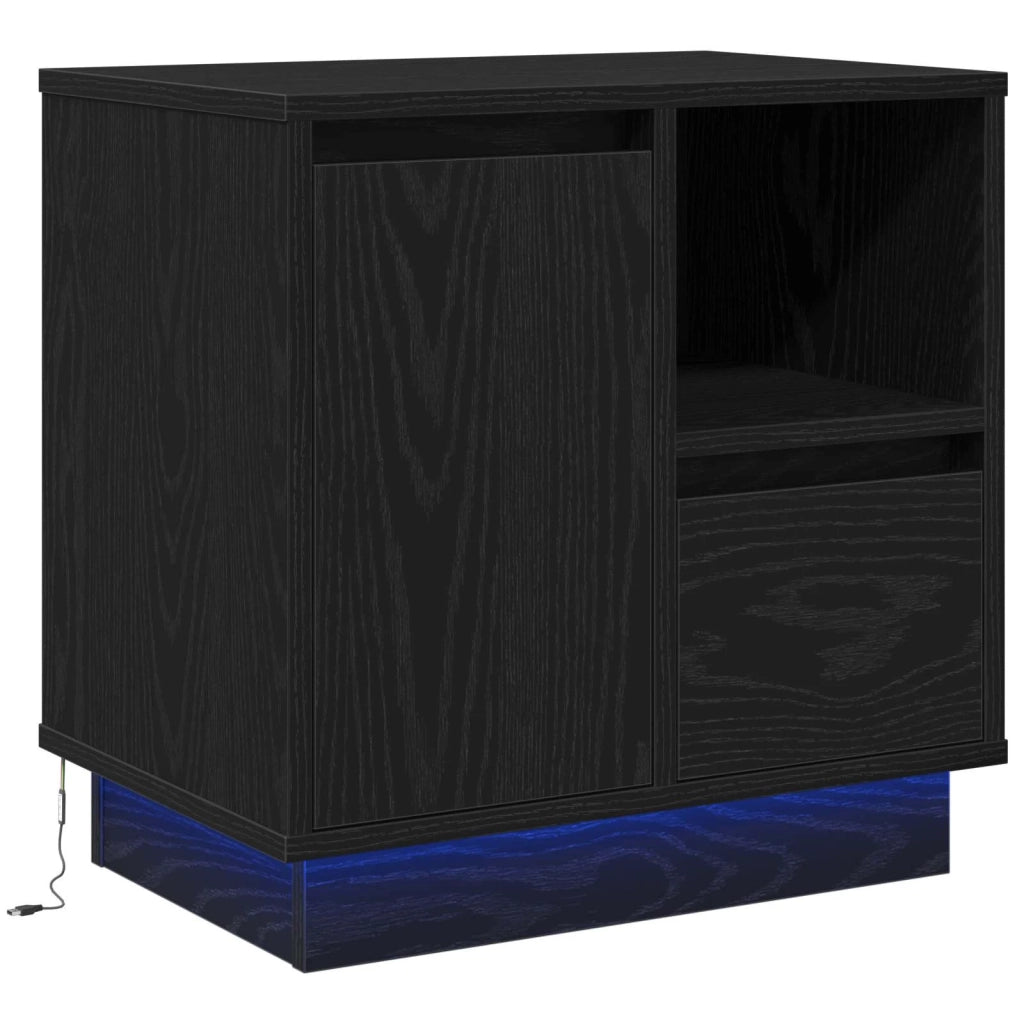 Comodino | Armadio da Notte | Mobiletto da notte con cassetto Rovere Nero 50 x 34,5 x 50 cm.