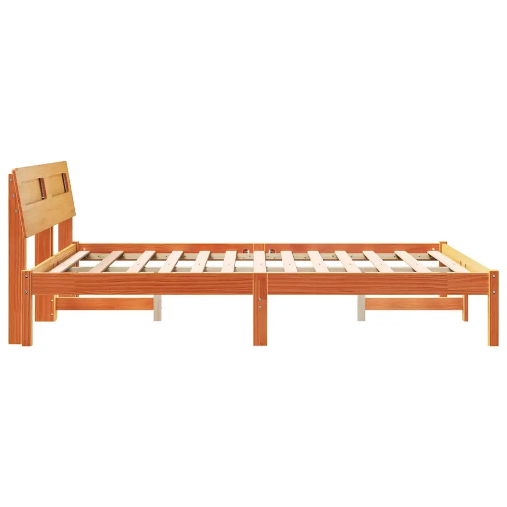 Letto matrimoniale | Letto per adulti | Struttura del letto Marrone cerato 140 x 190 cm Pino massello