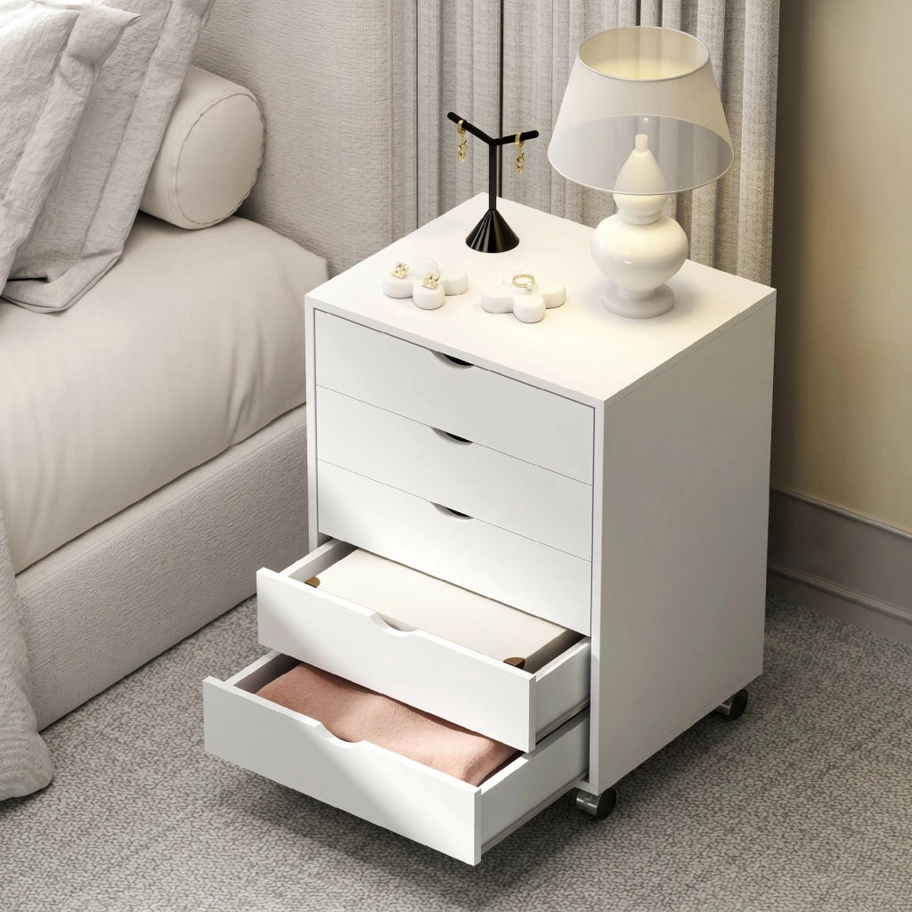 Scrivania con cassetti e ruote ¨C Xylo ¨C Bianco 90x50x75 cm