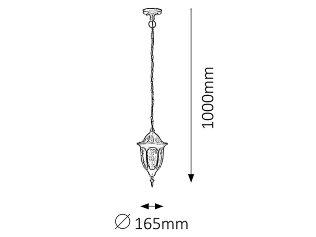 Lampada sospensione esterno classica Milano nera E27 Rabalux