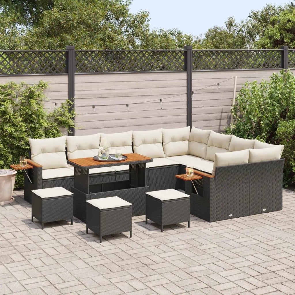 Set Divano da Giardino 13 pcs Nero polyrattan 3363090
