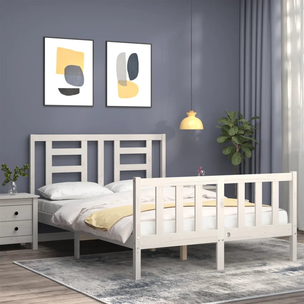 Letto senza Materasso-Struttura Letto Bianco 140x190 cm Legno Massello di Pino 581936