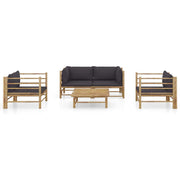 Set Salotto da Giardino 5pz con Cuscini Grigio Scuro Bambù 3058208