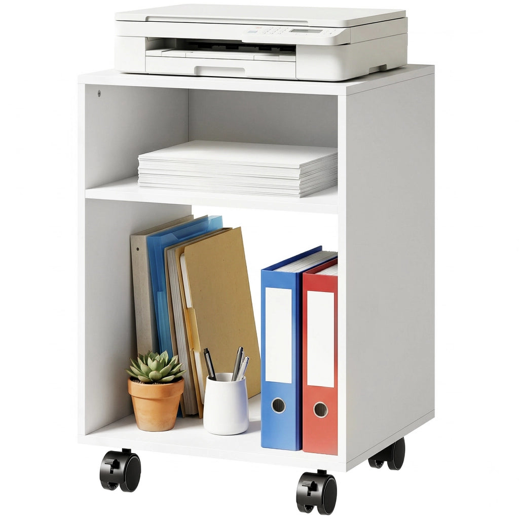 Scrivania con Ruote ¨C Minimal ¨C Legno Bianco 40x35x55 cm