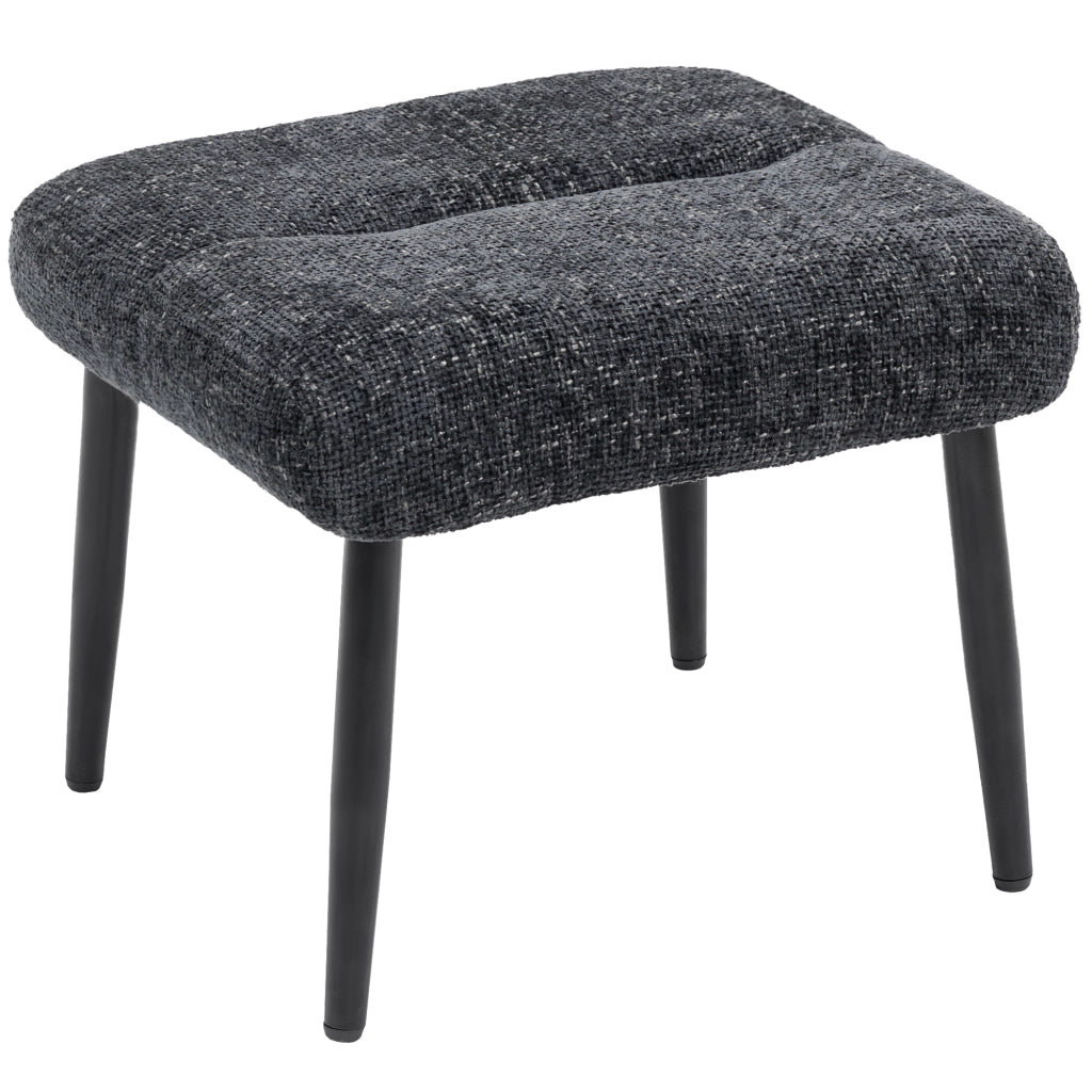 Pouf imbottito con cuscino ¨C Minimal ¨C 45x41x38 cm, tessuto chenille, grigio scuro