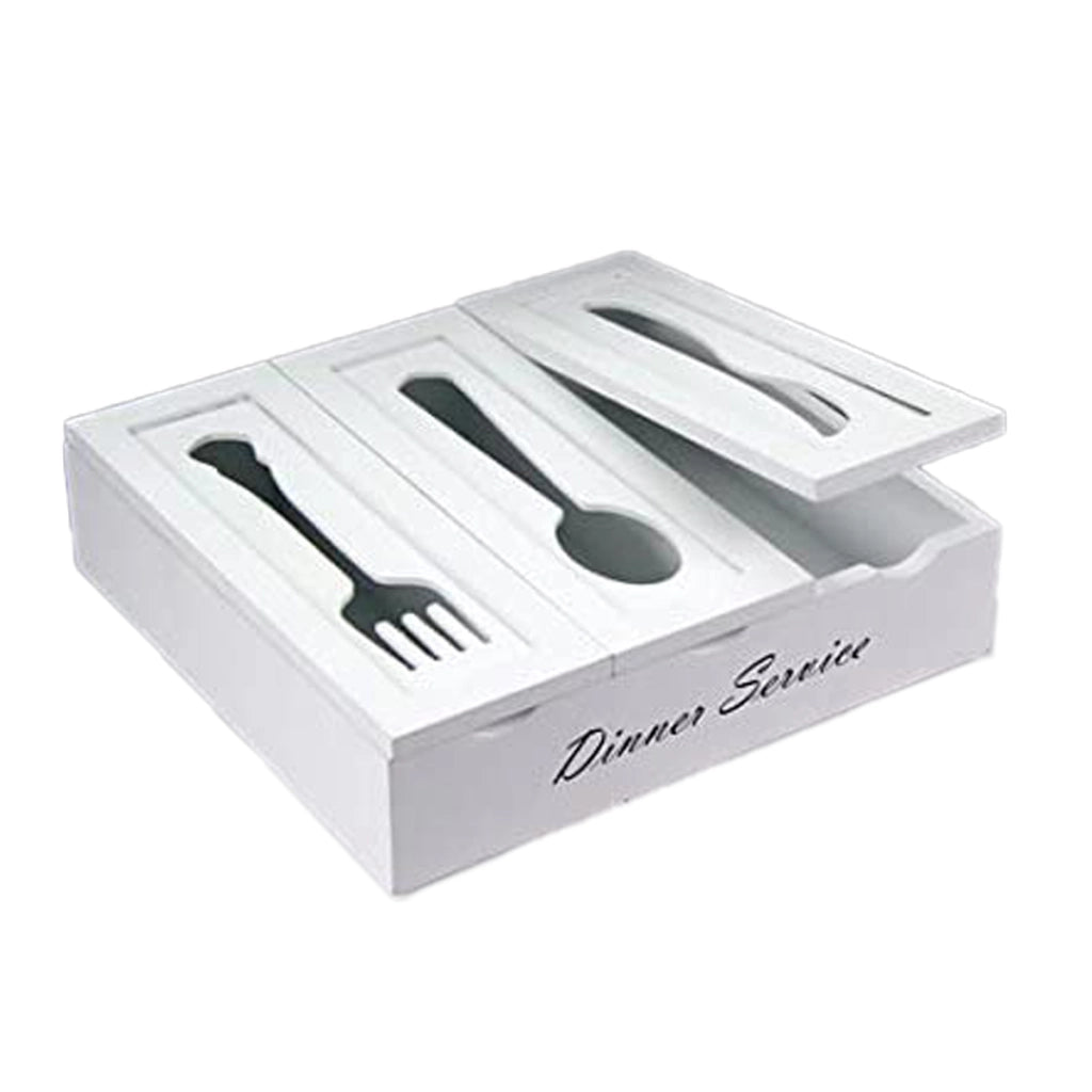 PORTA POSATE IN LEGNO COLORE BIANCO 27 X 25 X 7 CM