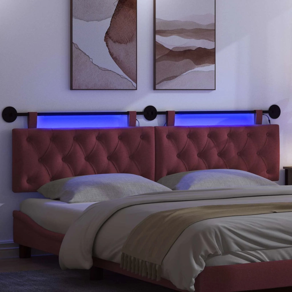 Testiera sospesa Con luce LED Rosso Vino Tessuto 3424712
