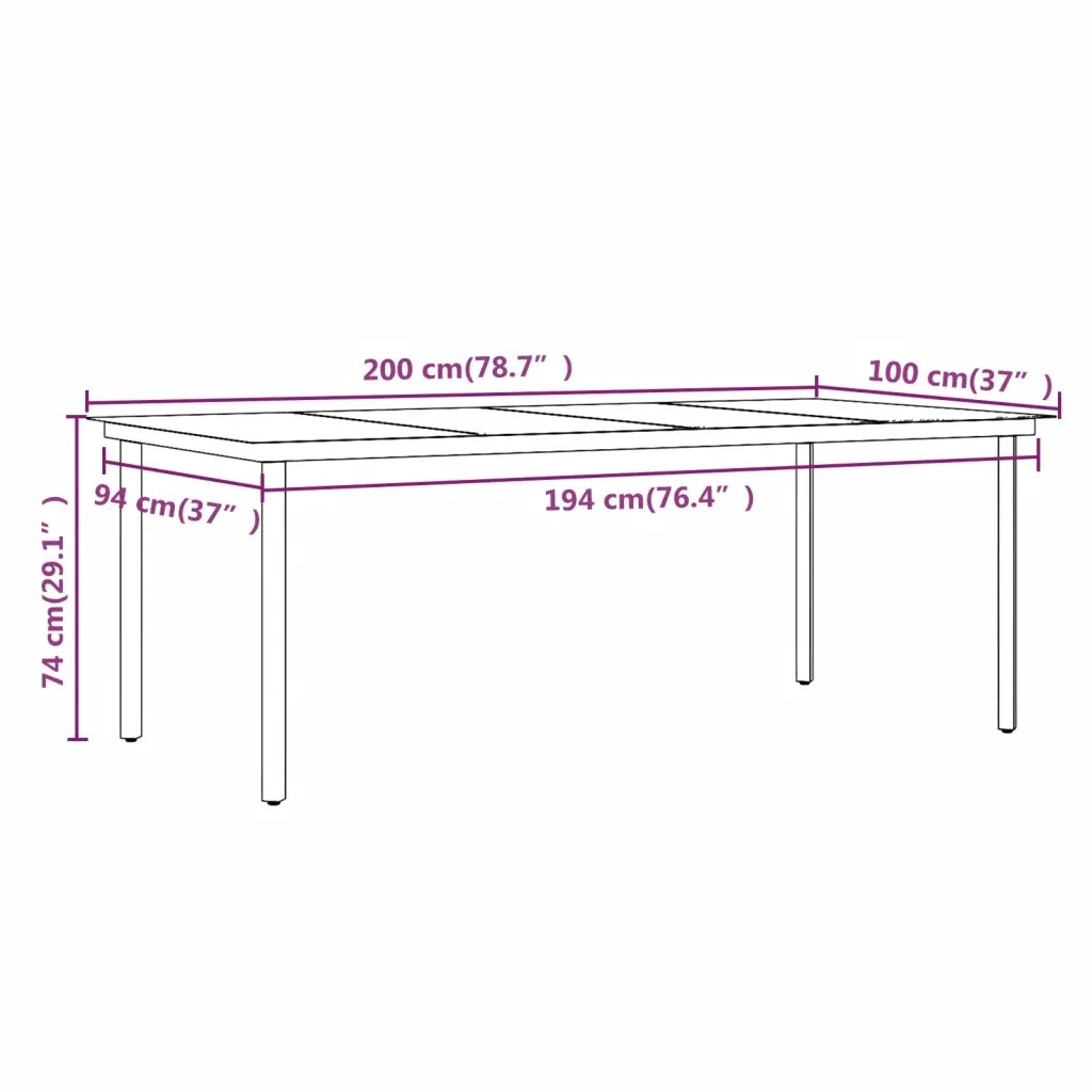 Set da Pranzo da Giardino 7 pz e Cuscini in Polyrattan e Vetro 3099695