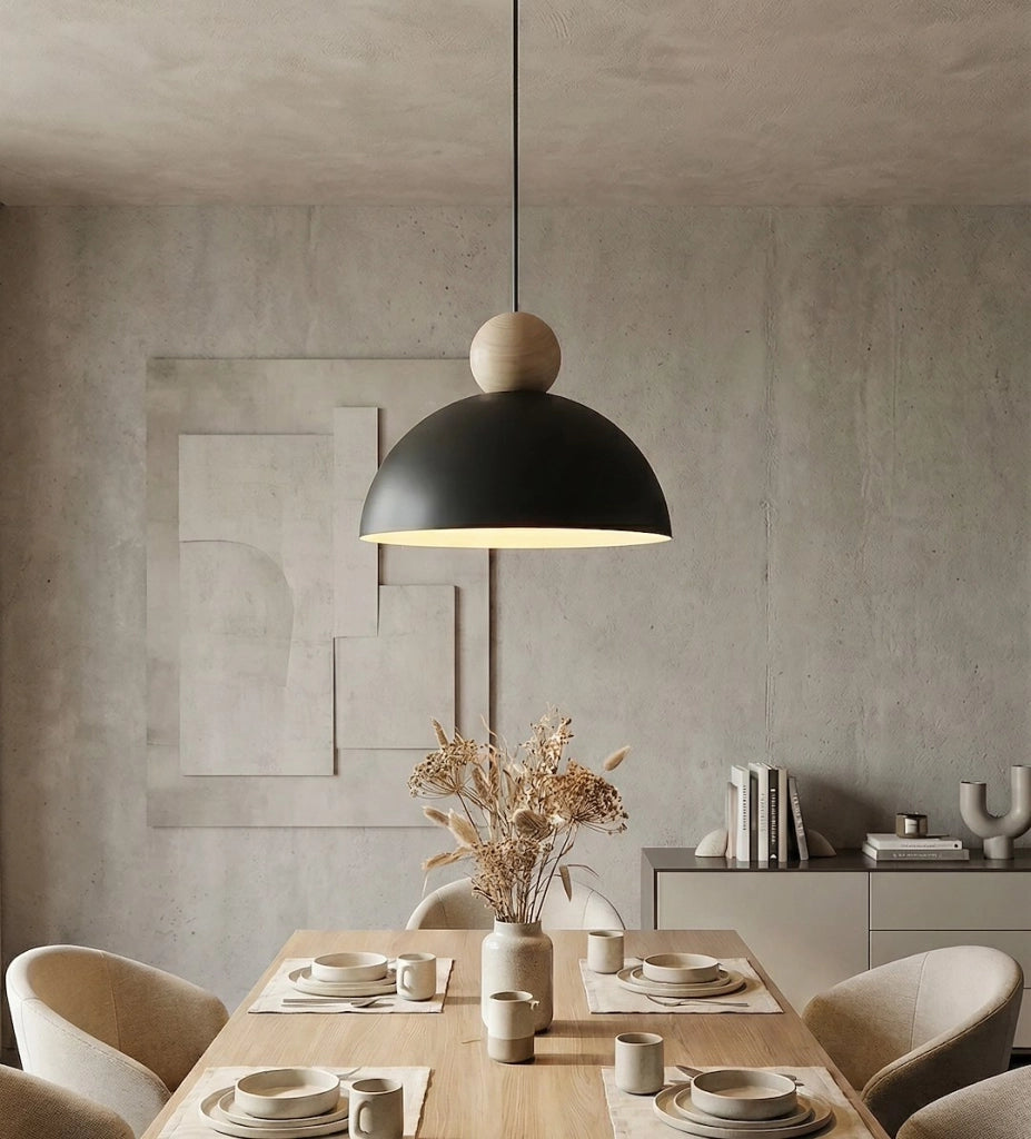 Lampada a sospensione KAKI 1xE27 nera beige Emibig