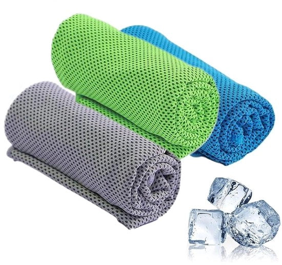 Asciugamano per corpo 3 pezzi - Tessuto Mesh adattivo - Rapido assorbimento - Evacua l'umidità - Per yoga/sport - Sistema raffreddante duraturo - Asciugamano per mano