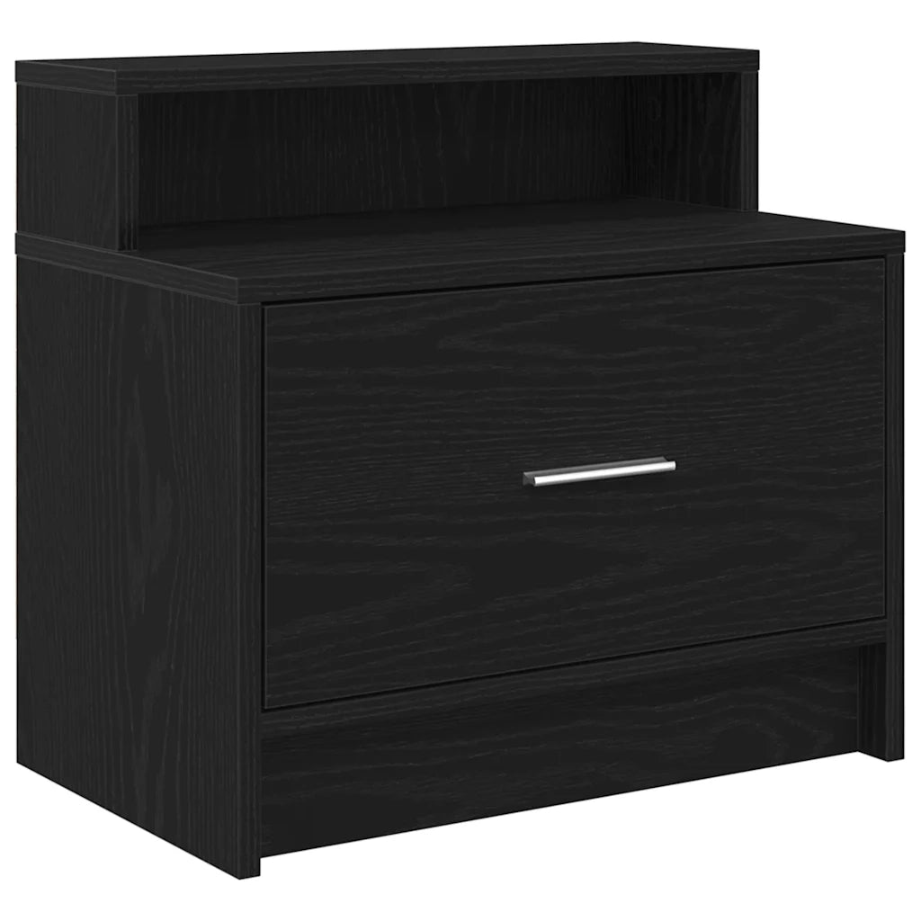 Comodino con Cassetto Rovere Nero 51x31x47 cm 858670