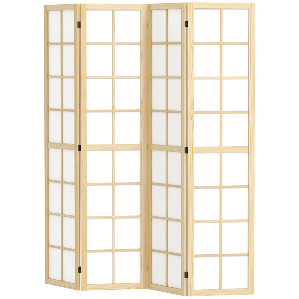 Paravento 4 Ante Pieghevole ¨C Minimal ¨C Naturale 160x170 cm