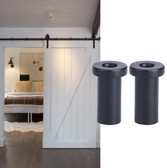 Set di sostitutivi per distanziatori di porta scorrevole da 4 - distanziatori in materiale plastico nero - hardware di sostituzione - acciaio inossidabile - compatibile con accessori per guide di porta scorrevole