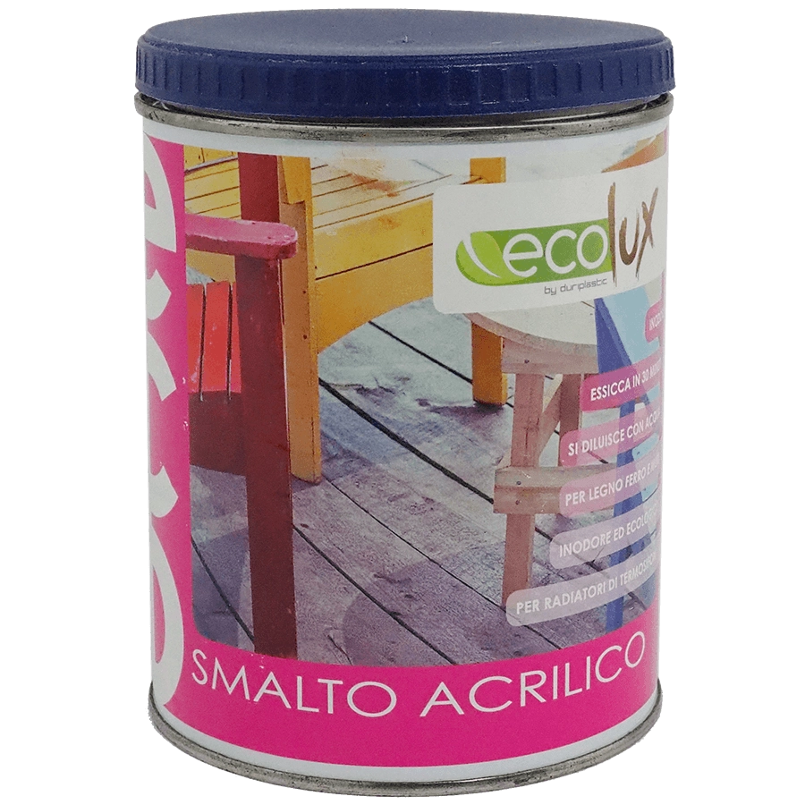 Ecolux smalto ecologico lucido acrilico ad acqua inodore per interno ed esterno *** tinta bianco, contenuto litri 0,7...