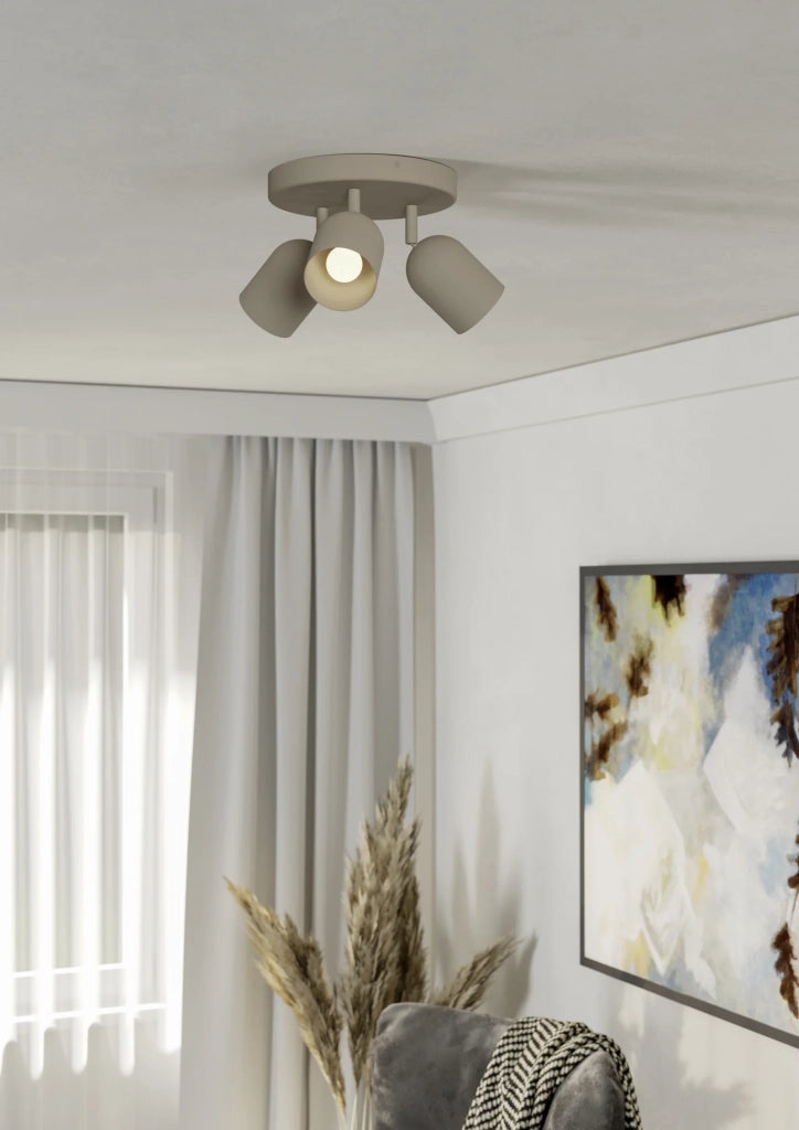 Faretti E Spot Moderno Tilston Acciaio Marrone 3 Luci E14 Ip20