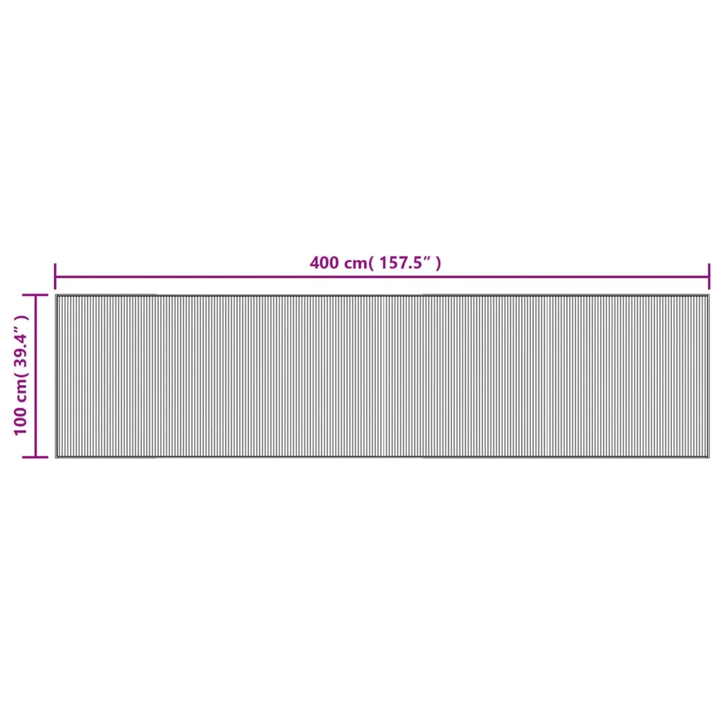 Tappeto Rettangolare Grigio 100x400 cm in Bambù 376958