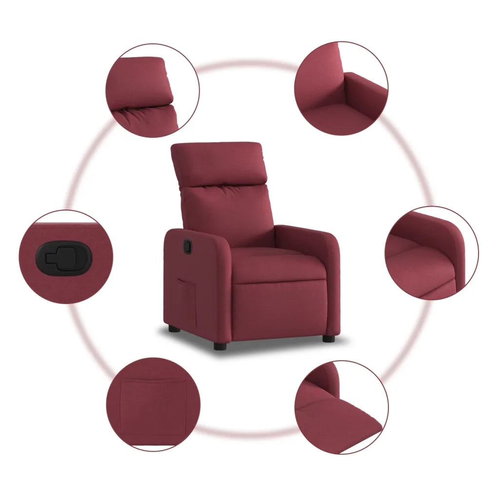 Poltrona | Sedia Relax Reclinabile in Tessuto Rosso Vino