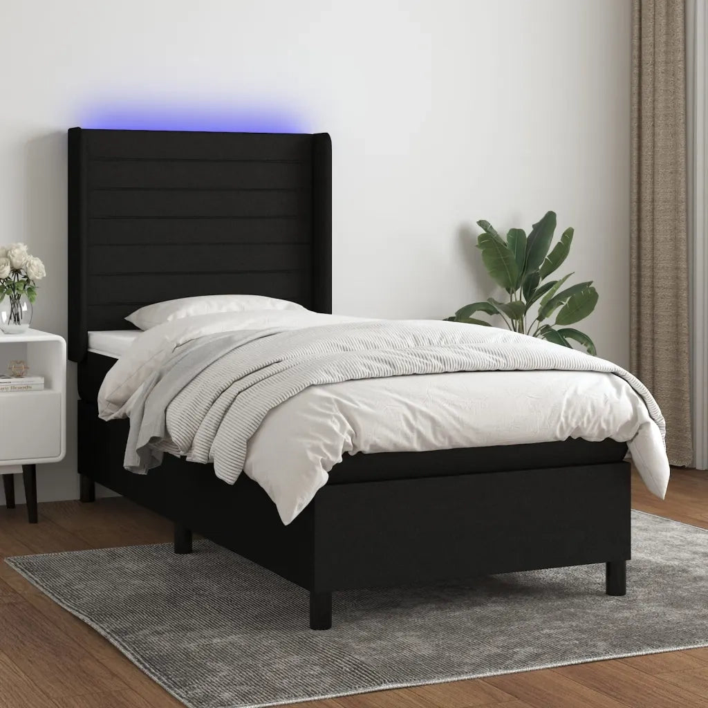 Letto a Molle con Materasso e LED Nero 80x200 cm in Tessuto 3138351