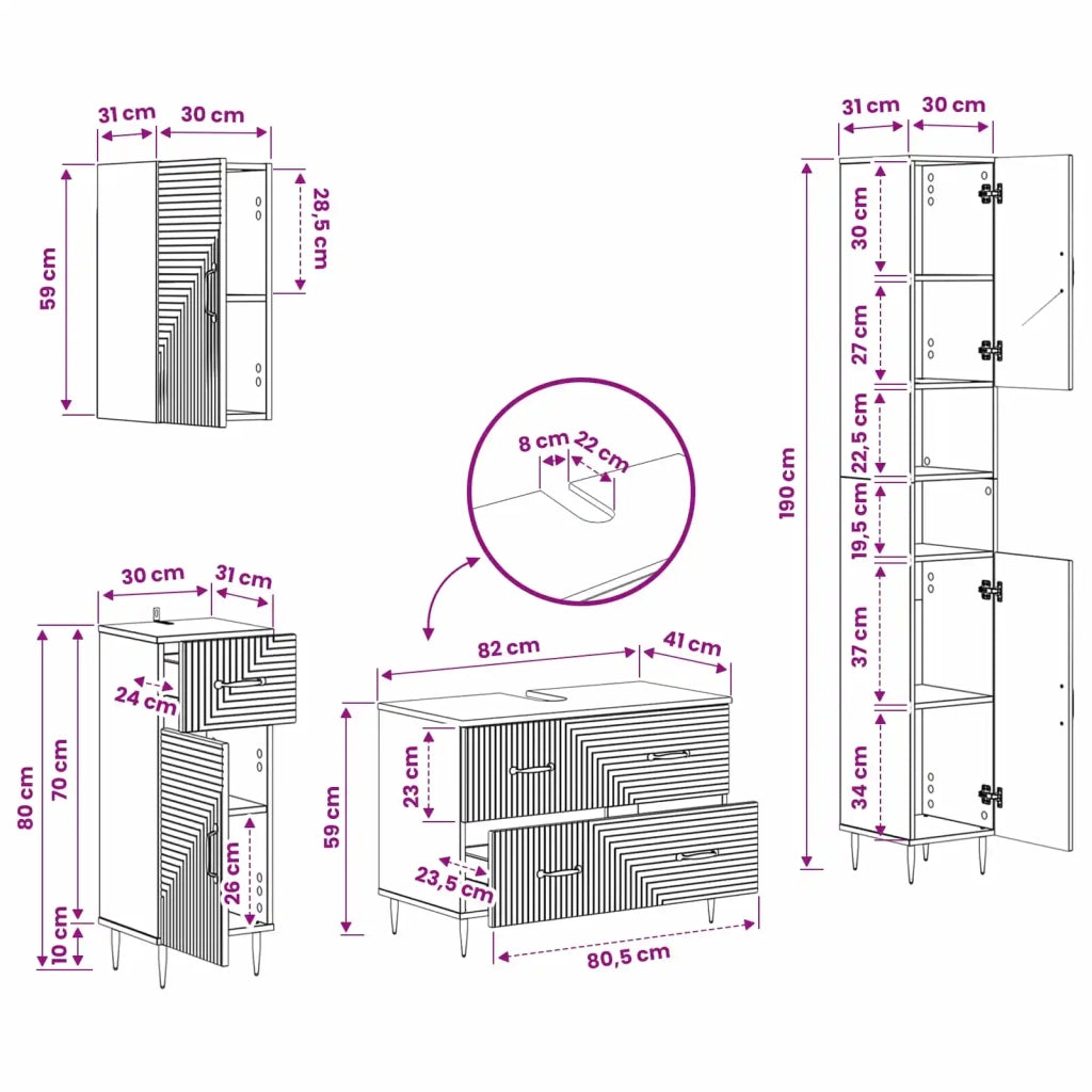 Set di Mobili da Bagno da 4 Pezzi HAARLEM Nero 3417937