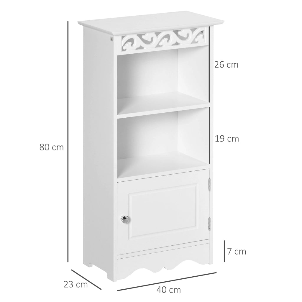 Mobile da Bagno con Armadietto 2 Ripiani ¨C Minimal ¨C MDF Bianco 40x23x80 cm
