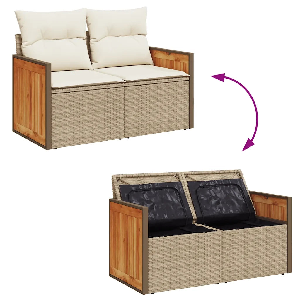 Set Divano da Giardino 6 pz con Cuscini Beige in Polyrattan 3326020