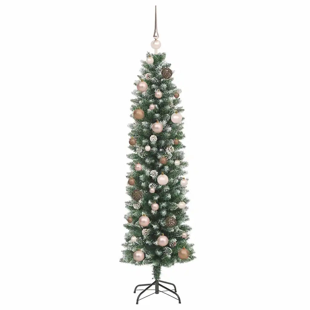 Albero di Natale Artificiale Sottile Verde e Bianco 150 cm 3395279