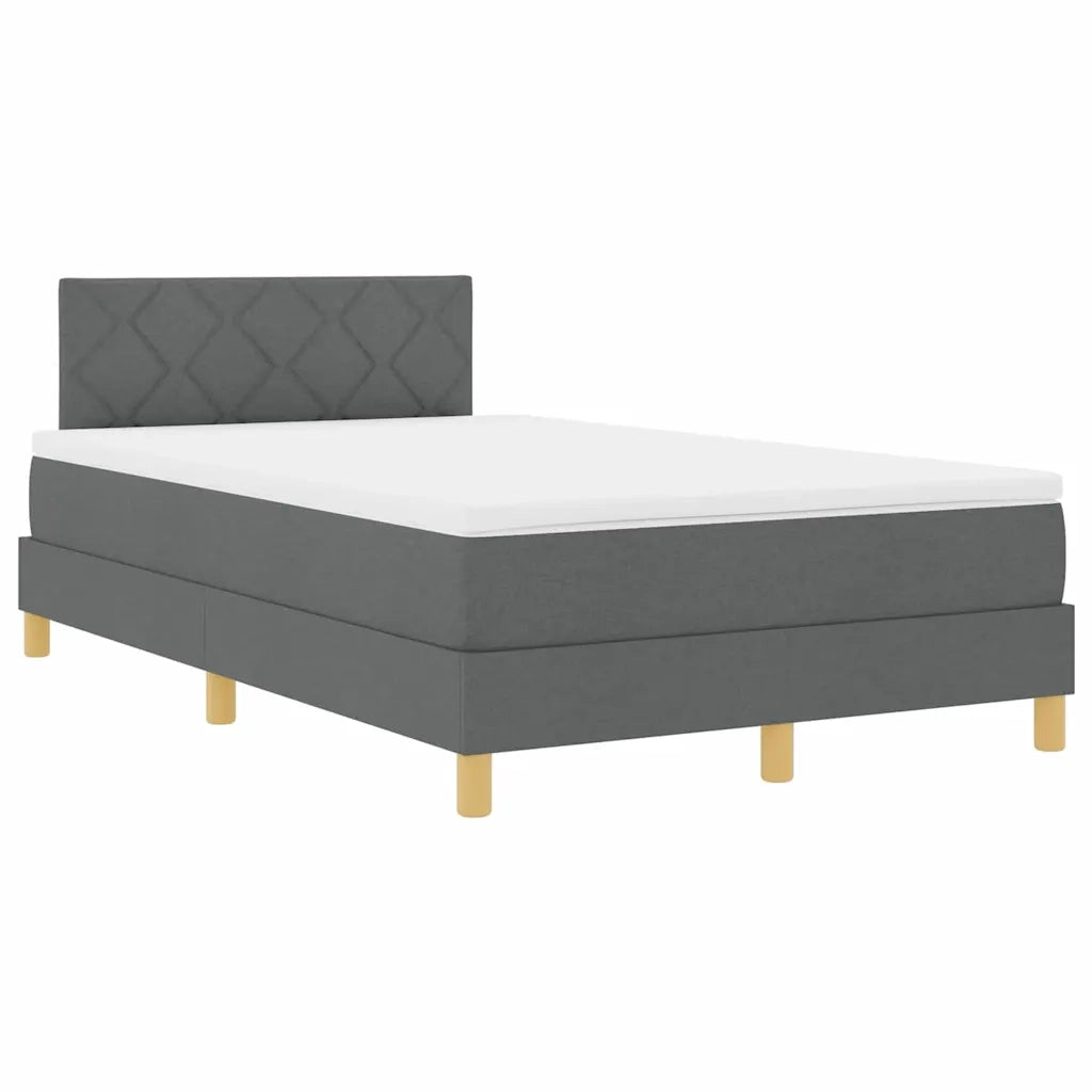 Letto a Sorgente LED con led Grigio scuro 120 x 200 cm Tessuto