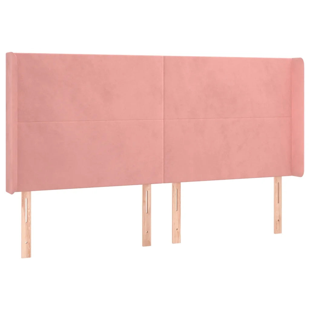 Testiera | Testata ad Orecchio Rosa 183x16x118/128 cm in Velluto