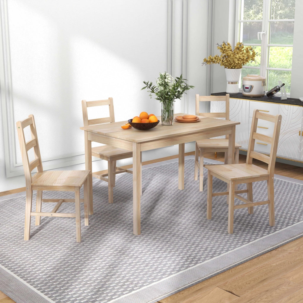 Set tavolo da pranzo con sedie ¨C Minimal ¨C legno massello naturale 118x73x75 cm
