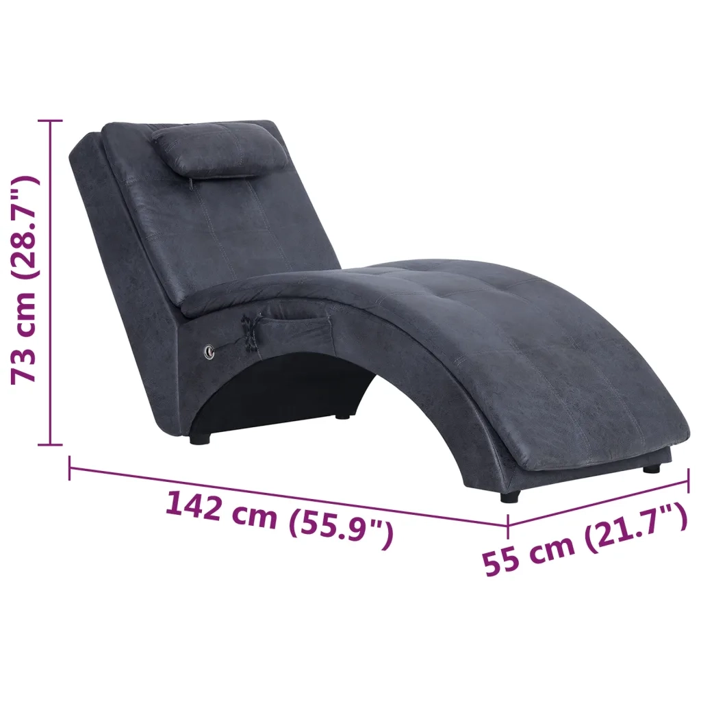 Sdraio Massaggiante con Cuscino Grigia Similpelle Scamosciata CFW1270085