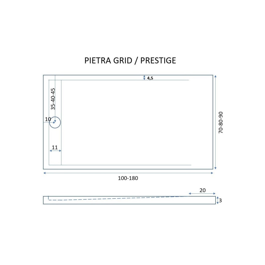Piatto doccia in marmoresina crema effetto pietra cemento relax, misura 70x160