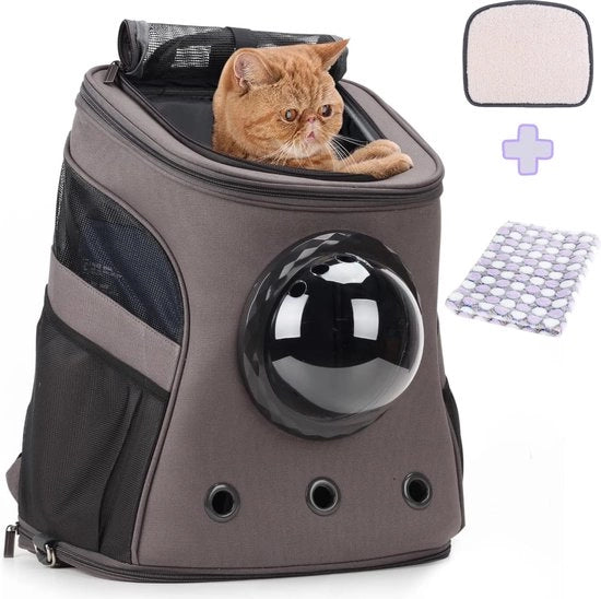 Porta Animali - Transporta - per Gatti e Piccoli Cani - Respirante - Autorizzato all'Impiego in Aereo - Grigio